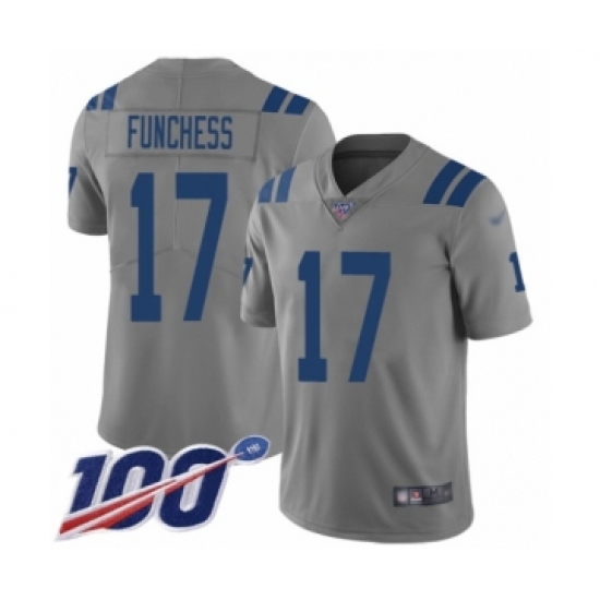 Youth Indianapolis Colts 17 Devin Funchess Limited Gray Inverted Legend 100th Season Football Jersey