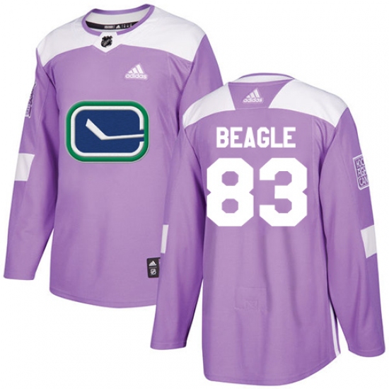 Men's Adidas Vancouver Canucks 83 Jay Beagle Authentic Purple Fights Cancer Practice NHL Jersey