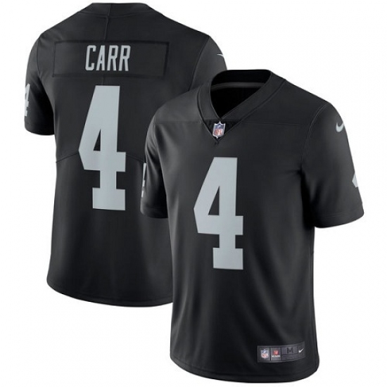 Youth Nike Oakland Raiders 4 Derek Carr Elite Black Team Color NFL Jersey