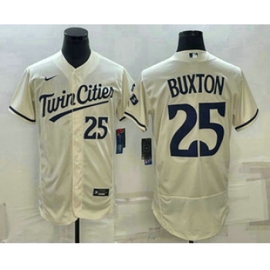 Men's Minnesota Twins 25 Byron Buxton 2023 Cream Flex Base Stitched Jersey
