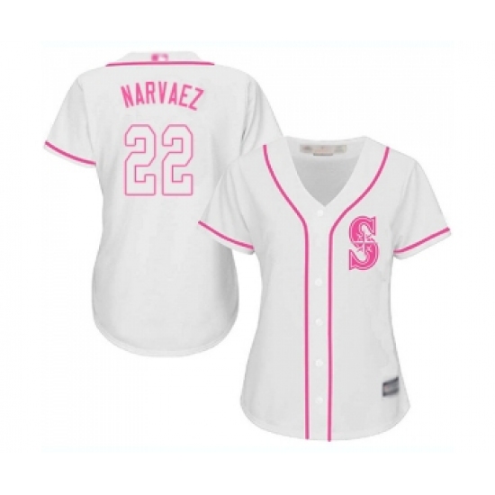 Women's Seattle Mariners 22 Omar Narvaez Replica White Fashion Cool Base Baseball Jersey