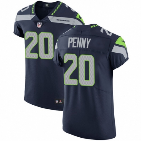 Men's Nike Seattle Seahawks 20 Rashaad Penny Navy Blue Team Color Vapor Untouchable Elite Player NFL Jersey