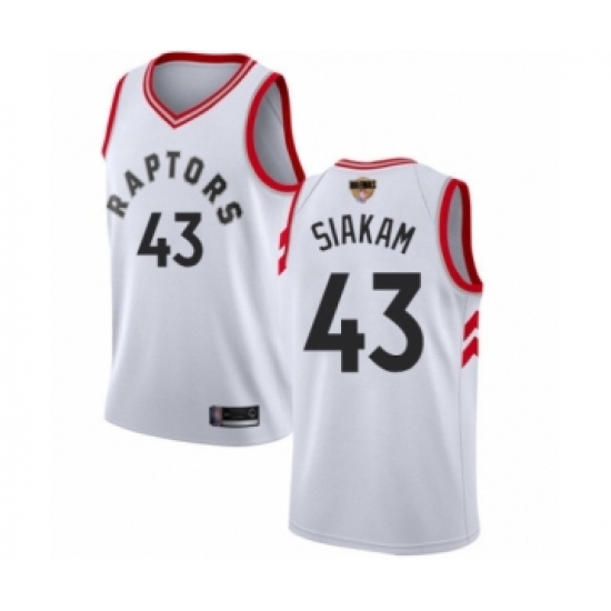 Men's Toronto Raptors 43 Pascal Siakam Swingman White 2019 Basketball Finals Bound Jersey - Association Edition