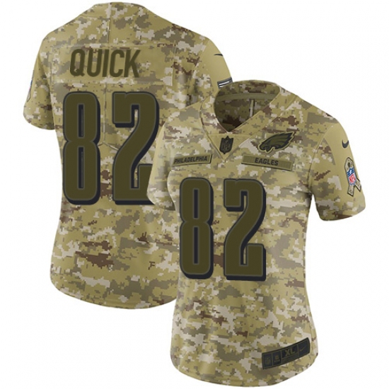 Women's Nike Philadelphia Eagles 82 Mike Quick Limited Camo 2018 Salute to Service NFL Jersey