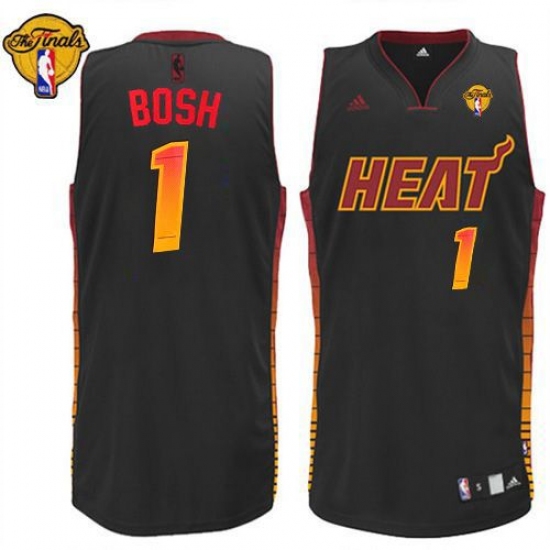 Men's Adidas Miami Heat 1 Chris Bosh Swingman Black Vibe Finals Patch NBA Jersey