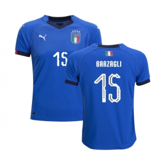 Italy 15 Barzagli Home Kid Soccer Country Jersey