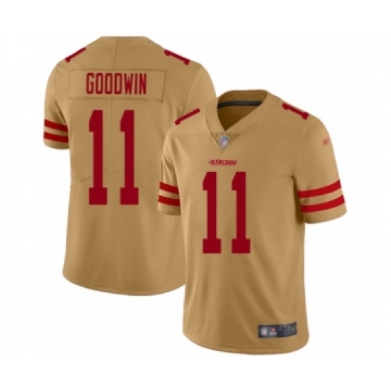 Women's San Francisco 49ers 11 Marquise Goodwin Limited Gold Inverted Legend Football Jersey