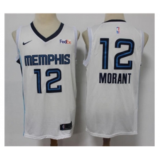 Men's Memphis Grizzlies 12 Ja Morant 2021 White Swingman Stitched Basketball Jersey