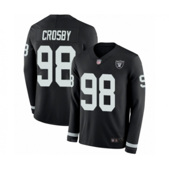Men's Oakland Raiders 98 Maxx Crosby Limited Black Therma Long Sleeve Football Jersey