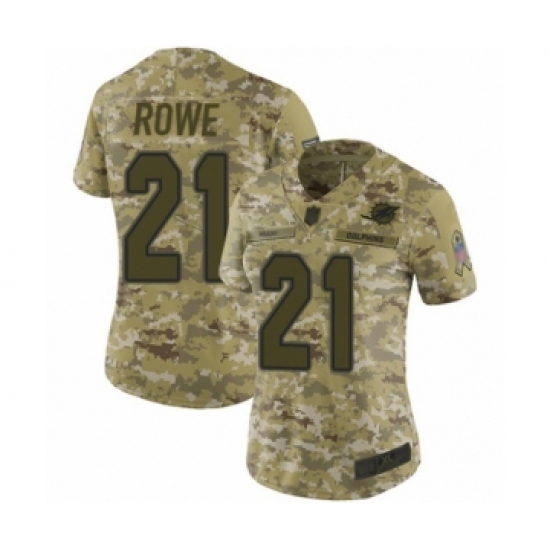 Women's Miami Dolphins 21 Eric Rowe Limited Camo 2018 Salute to Service Football Jersey