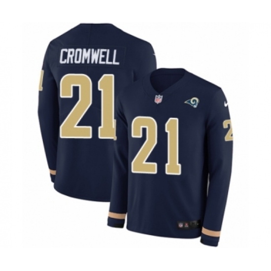 Youth Nike Los Angeles Rams 21 Nolan Cromwell Limited Navy Blue Therma Long Sleeve NFL Jersey