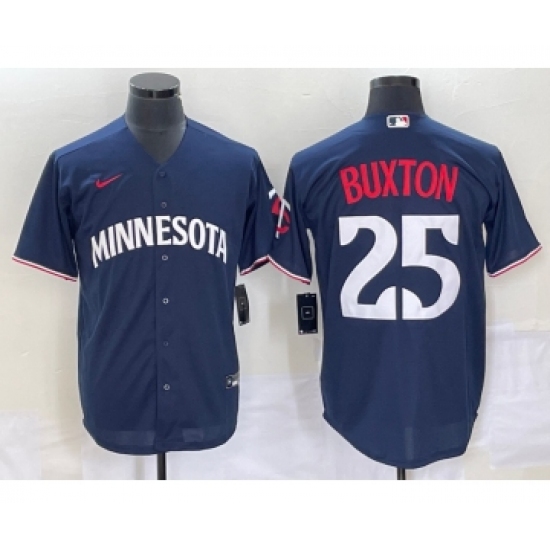 Men's Minnesota Twins 25 Byron Buxton 2023 Navy Blue Cool Base Stitched Jersey