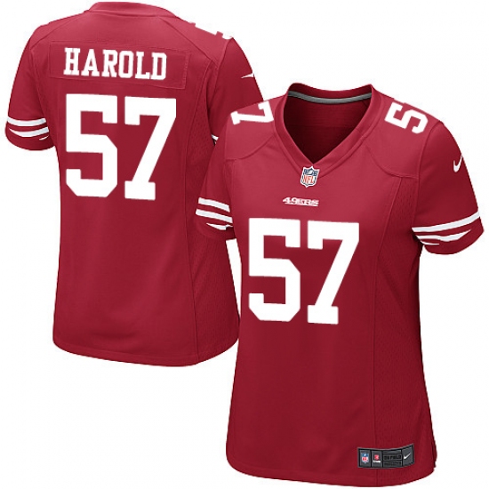 Women's Nike San Francisco 49ers 57 Eli Harold Game Red Team Color NFL Jersey