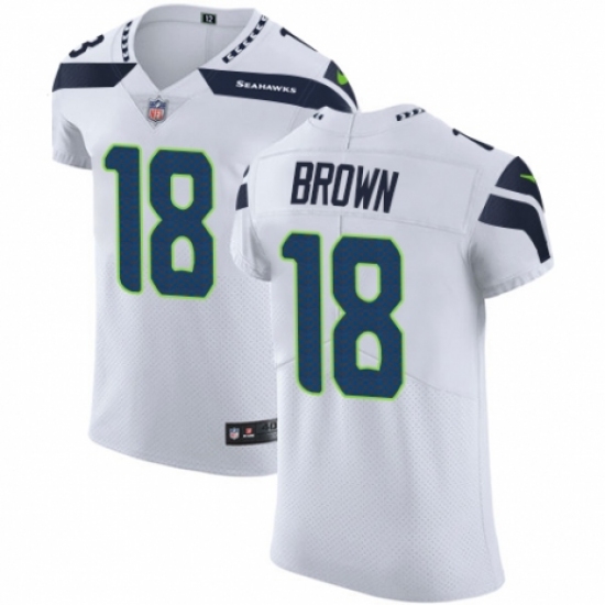 Men's Nike Seattle Seahawks 18 Jaron Brown White Vapor Untouchable Elite Player NFL Jersey