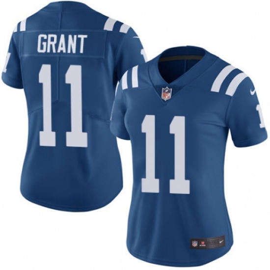 Women's Nike Indianapolis Colts 11 Ryan Grant Royal Blue Team Color Vapor Untouchable Elite Player NFL Jersey