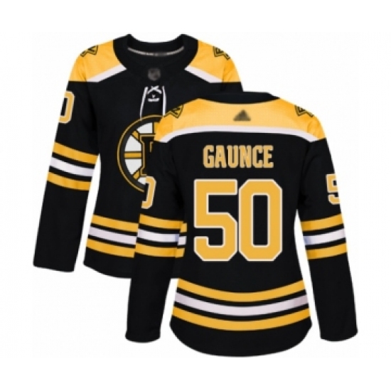 Women's Boston Bruins 50 Brendan Gaunce Authentic Black Home Hockey Jersey