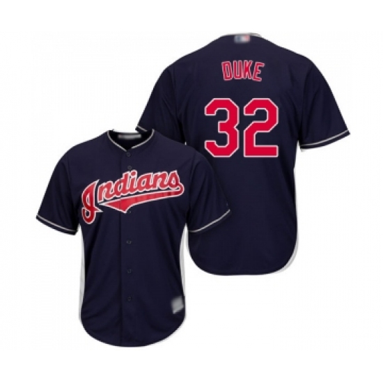 Men's Cleveland Indians 32 Zach Duke Replica Navy Blue Alternate 1 Cool Base Baseball Jersey