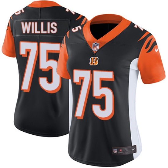 Women's Nike Cincinnati Bengals 75 Jordan Willis Black Team Color Vapor Untouchable Limited Player NFL Jersey