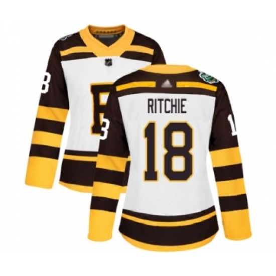 Women's Boston Bruins 18 Brett Ritchie Authentic White 2019 Winter Classic Hockey Jersey
