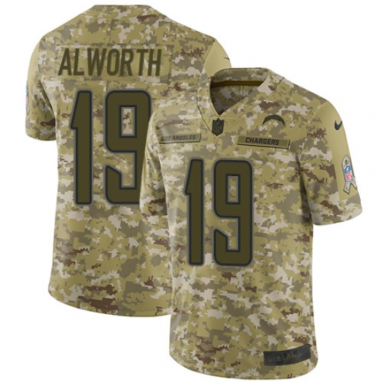 Men's Nike Los Angeles Chargers 19 Lance Alworth Limited Camo 2018 Salute to Service NFL Jersey