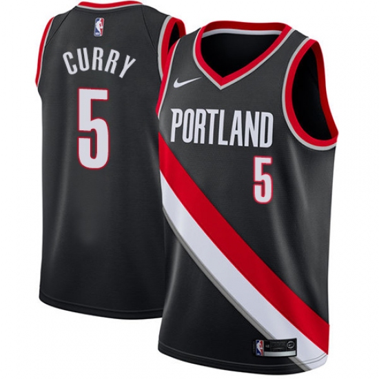 Men's Nike Portland Trail Blazers 5 Seth Curry Swingman Black NBA Jersey - Icon Edition
