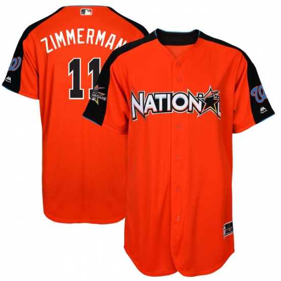 Men's Majestic Washington Nationals 11 Ryan Zimmerman Authentic Orange National League 2017 MLB All-Star MLB Jersey