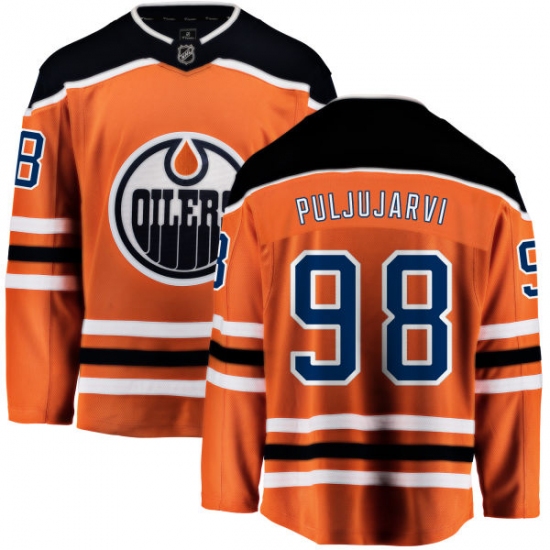 Youth Edmonton Oilers 98 Jesse Puljujarvi Fanatics Branded Orange Home Breakaway NHL Jersey