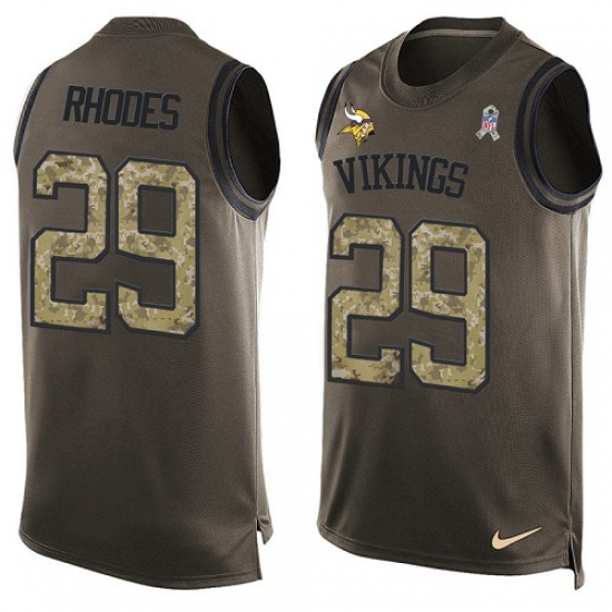 Men's Nike Minnesota Vikings 29 Xavier Rhodes Limited Green Salute to Service Tank Top NFL Jersey
