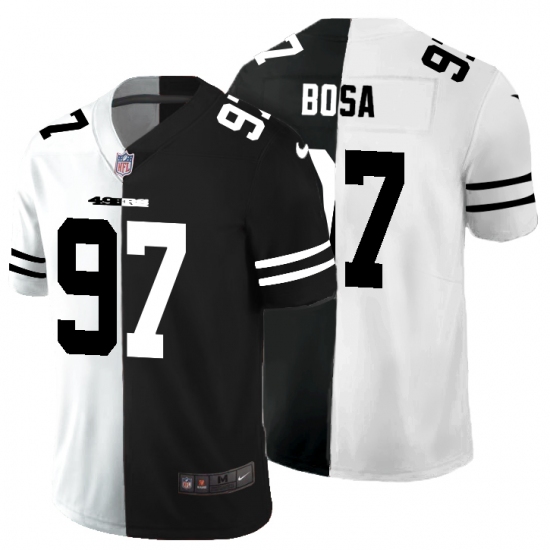 Men's San Francisco 49ers 97 Nick Bosa Black White Limited Split Fashion Football Jersey