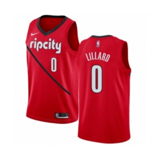 Youth Nike Portland Trail Blazers 0 Damian Lillard Red Swingman Jersey - Earned Edition - Click Image to Close