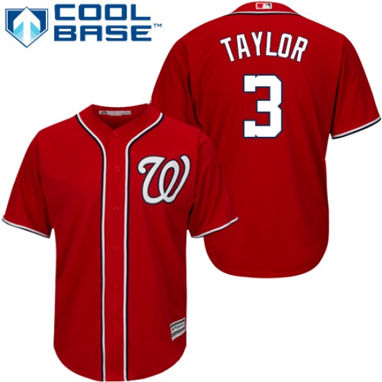 Youth Majestic Washington Nationals 3 Michael Taylor Authentic Red Alternate 1 Cool Base MLB Jersey