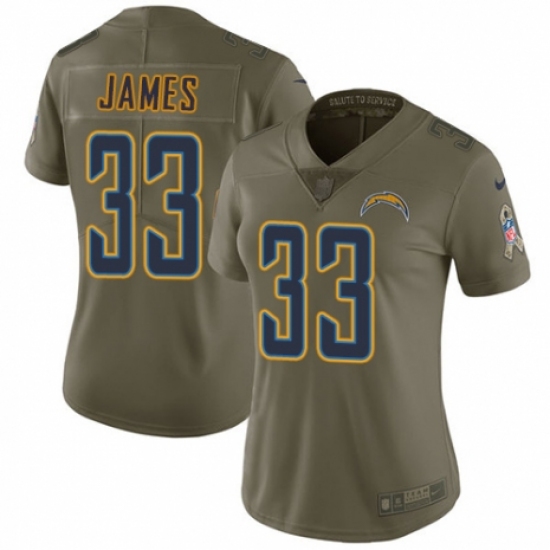 Women's Nike Los Angeles Chargers 33 Derwin James Limited Olive 2017 Salute to Service NFL Jersey