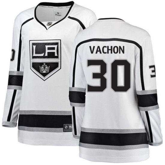 Women's Los Angeles Kings 30 Rogie Vachon Authentic White Away Fanatics Branded Breakaway NHL Jersey