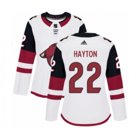 Women's Adidas Arizona Coyotes 22 Barrett Hayton Authentic White Away NHL Jersey