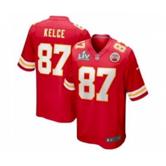 Women's Kansas City Chiefs 87 Travis Kelce Red Super Bowl LV Game Jersey