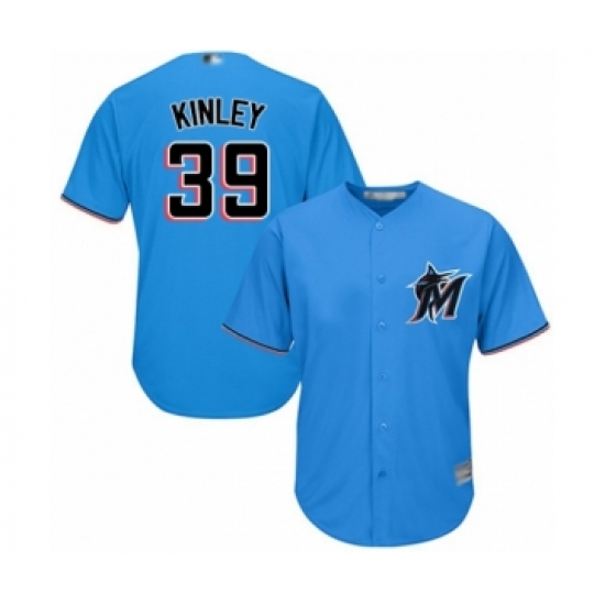Youth Miami Marlins 39 Tyler Kinley Authentic Blue Alternate 1 Cool Base Baseball Player Jersey