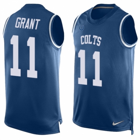 Men's Nike Indianapolis Colts 11 Ryan Grant Limited Royal Blue Player Name & Number Tank Top NFL Jersey