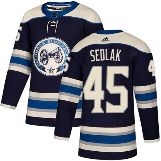 Men's Adidas Columbus Blue Jackets 45 Lukas Sedlak Authentic Navy Blue Alternate NHL Jersey