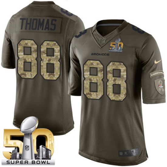 Youth Nike Denver Broncos 88 Demaryius Thomas Elite Green Salute to Service Super Bowl 50 Bound NFL Jersey