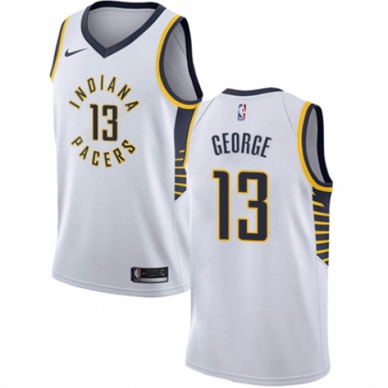 Youth Nike Indiana Pacers 13 Paul George Authentic White NBA Jersey - Association Edition