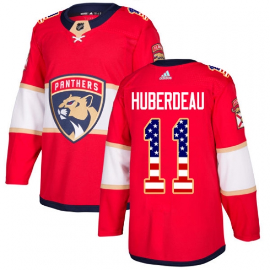 Men's Adidas Florida Panthers 11 Jonathan Huberdeau Authentic Red USA Flag Fashion NHL Jersey