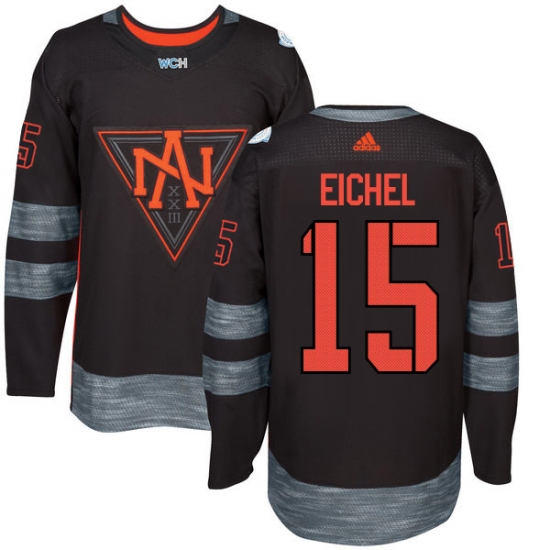 Youth Adidas Team North America 15 Jack Eichel Authentic Black Away 2016 World Cup of Hockey Jersey