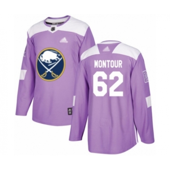 Men's Buffalo Sabres 62 Brandon Montour Authentic Purple Fights Cancer Practice Hockey Jersey