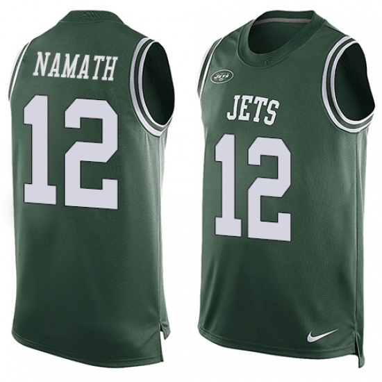 Men's Nike New York Jets 12 Joe Namath Limited Green Player Name & Number Tank Top NFL Jersey