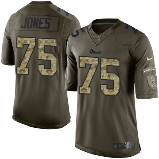 Men's Nike Los Angeles Rams 75 Deacon Jones Elite Green Salute to Service NFL Jersey