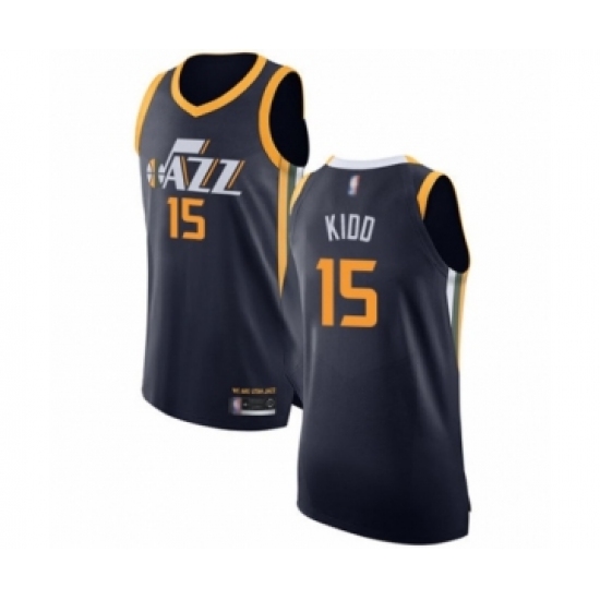 Men's Utah Jazz 15 Stanton Kidd Authentic Navy Blue Basketball Jersey - Icon Edition