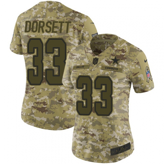 Women's Nike Dallas Cowboys 33 Tony Dorsett Limited Camo 2018 Salute to Service NFL Jersey
