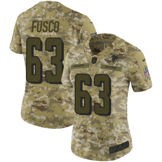 Women's Nike Atlanta Falcons 63 Brandon Fusco Limited Camo 2018 Salute to Service NFL Jersey