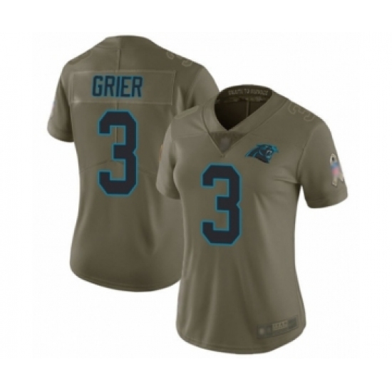 Women's Carolina Panthers 3 Will Grier Limited Olive 2017 Salute to Service Football Jersey