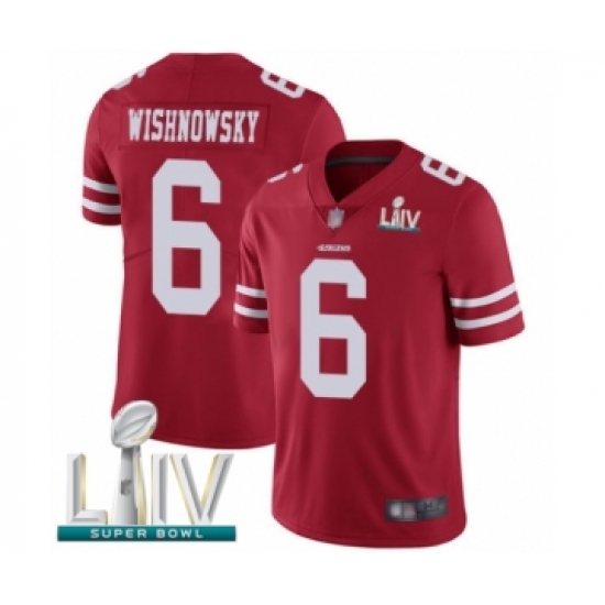 Youth San Francisco 49ers 6 Mitch Wishnowsky Red Team Color Vapor Untouchable Limited Player Super Bowl LIV Bound Football Jersey